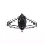 Fancy Black Marquise Diamond Split Shank Solitaire Ring