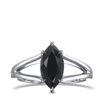 Fancy Black Marquise Diamond Split Shank Solitaire Ring