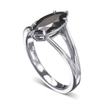 Fancy Black Marquise Diamond Split Shank Solitaire Ring