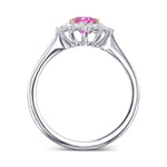  Pink Oval Sapphire & Diamond Halo Ring