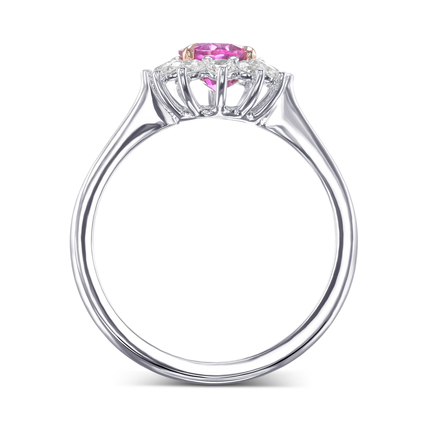  Pink Oval Sapphire & Diamond Halo Ring