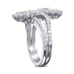  Two-stone Pear Pink Diamond Crossover Halo Ring