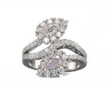  Two-stone Pear Pink Diamond Crossover Halo Ring