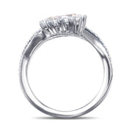  Two-stone Pear Pink Diamond Crossover Halo Ring