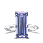 Violet Tanzanite Baguette Solitaire Ring