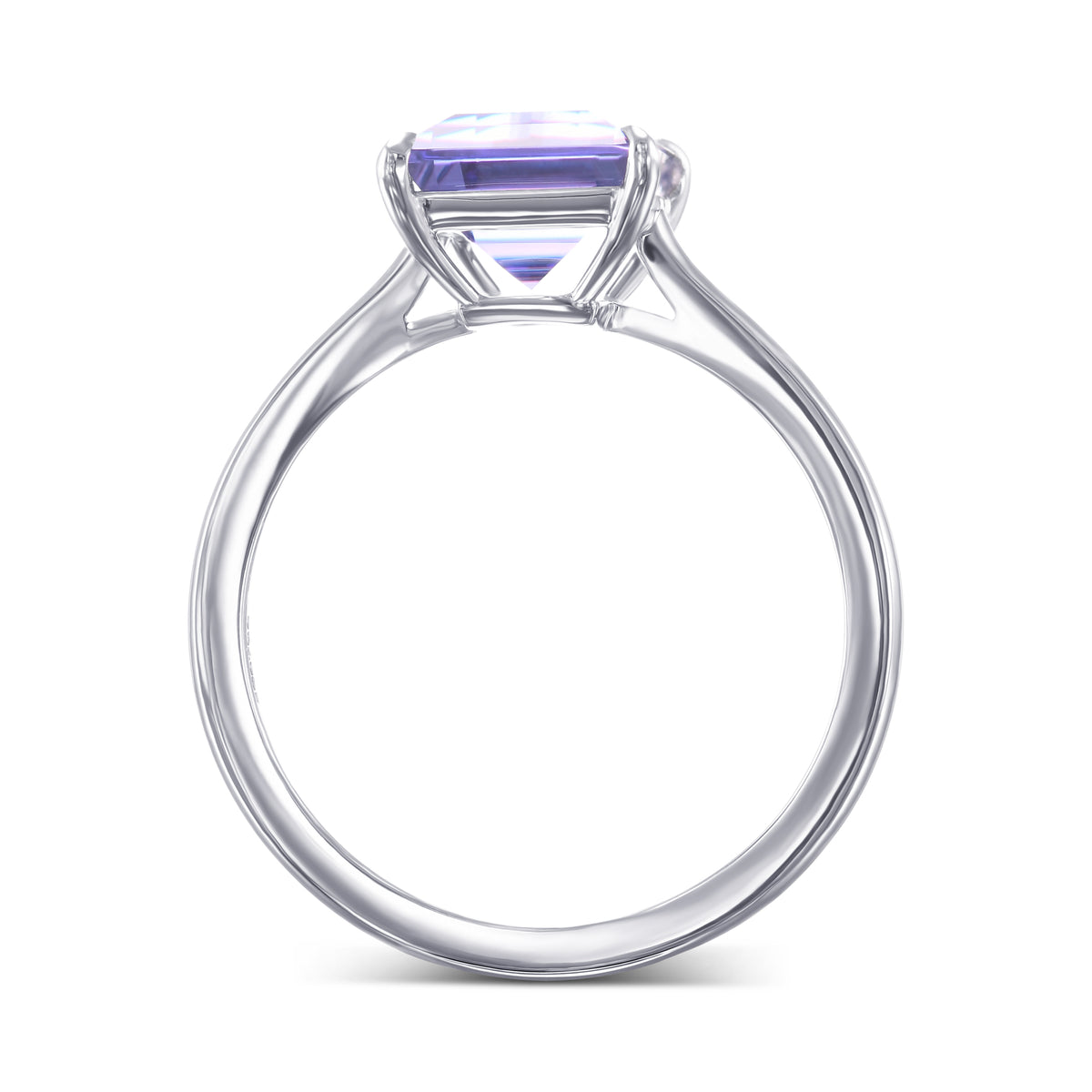 Violet Tanzanite Baguette Solitaire Ring