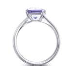 Violet Tanzanite Baguette Solitaire Ring