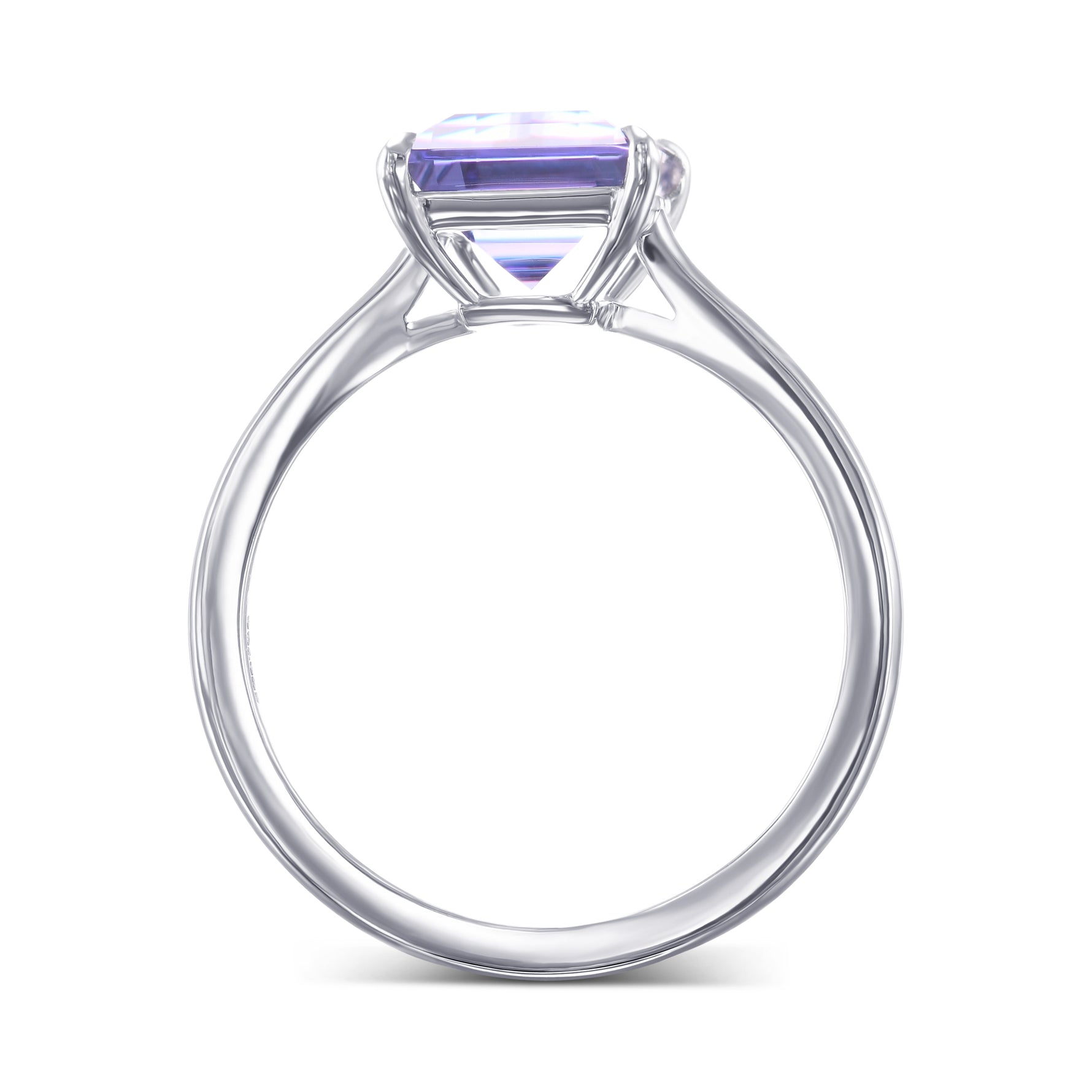 Violet Tanzanite Baguette Solitaire Ring