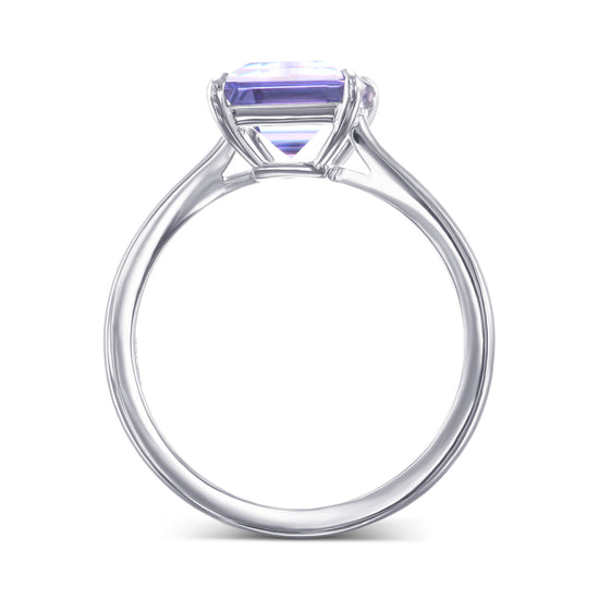 Violet Tanzanite Baguette Solitaire Ring