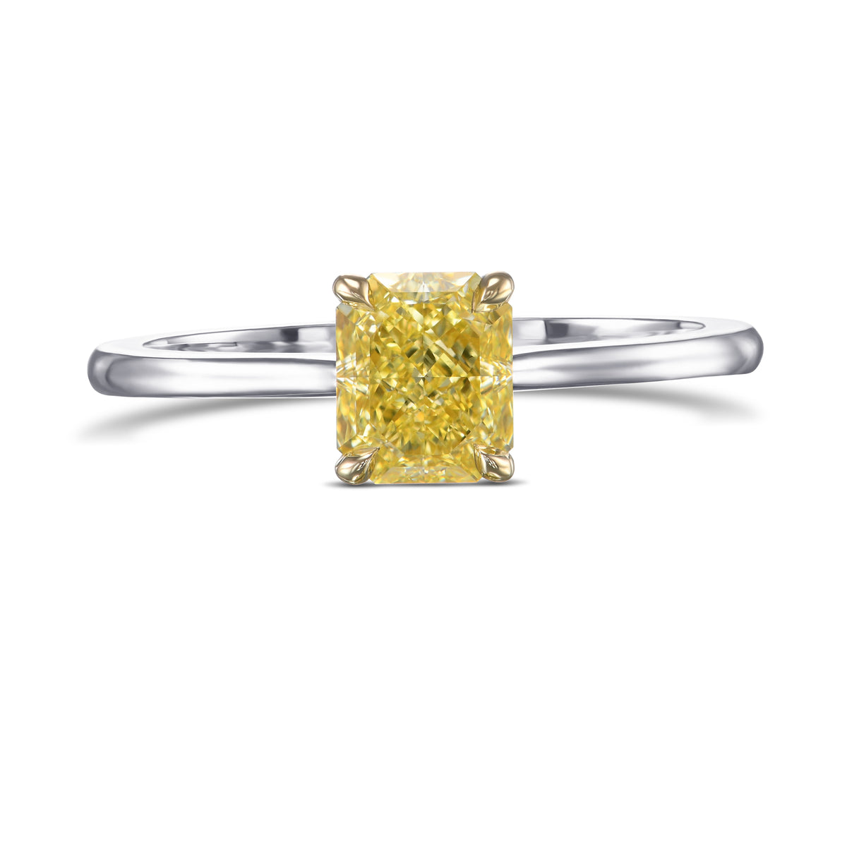 Fancy Yellow Radiant Solitaire Diamond Ring