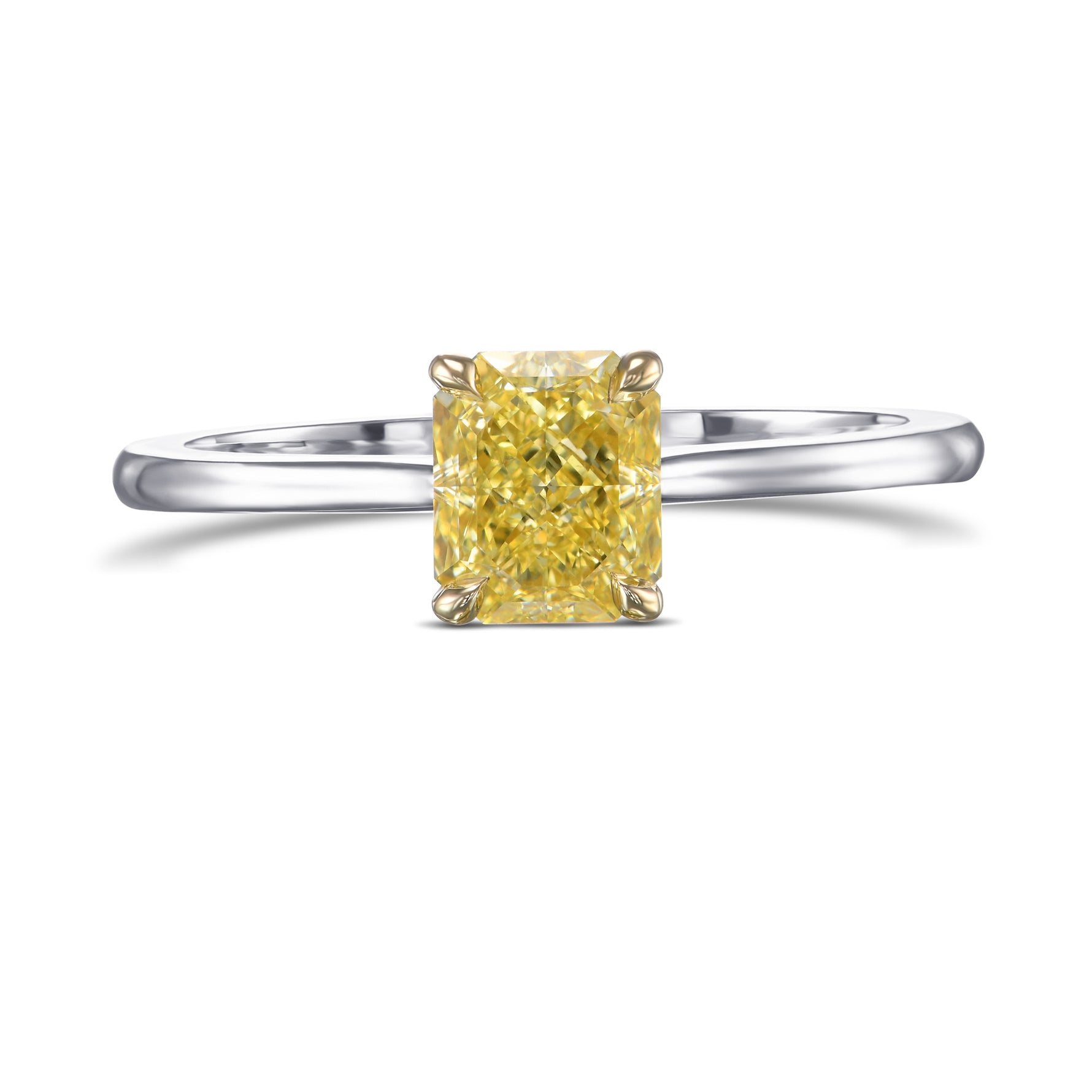 Fancy Yellow Radiant Solitaire Diamond Ring