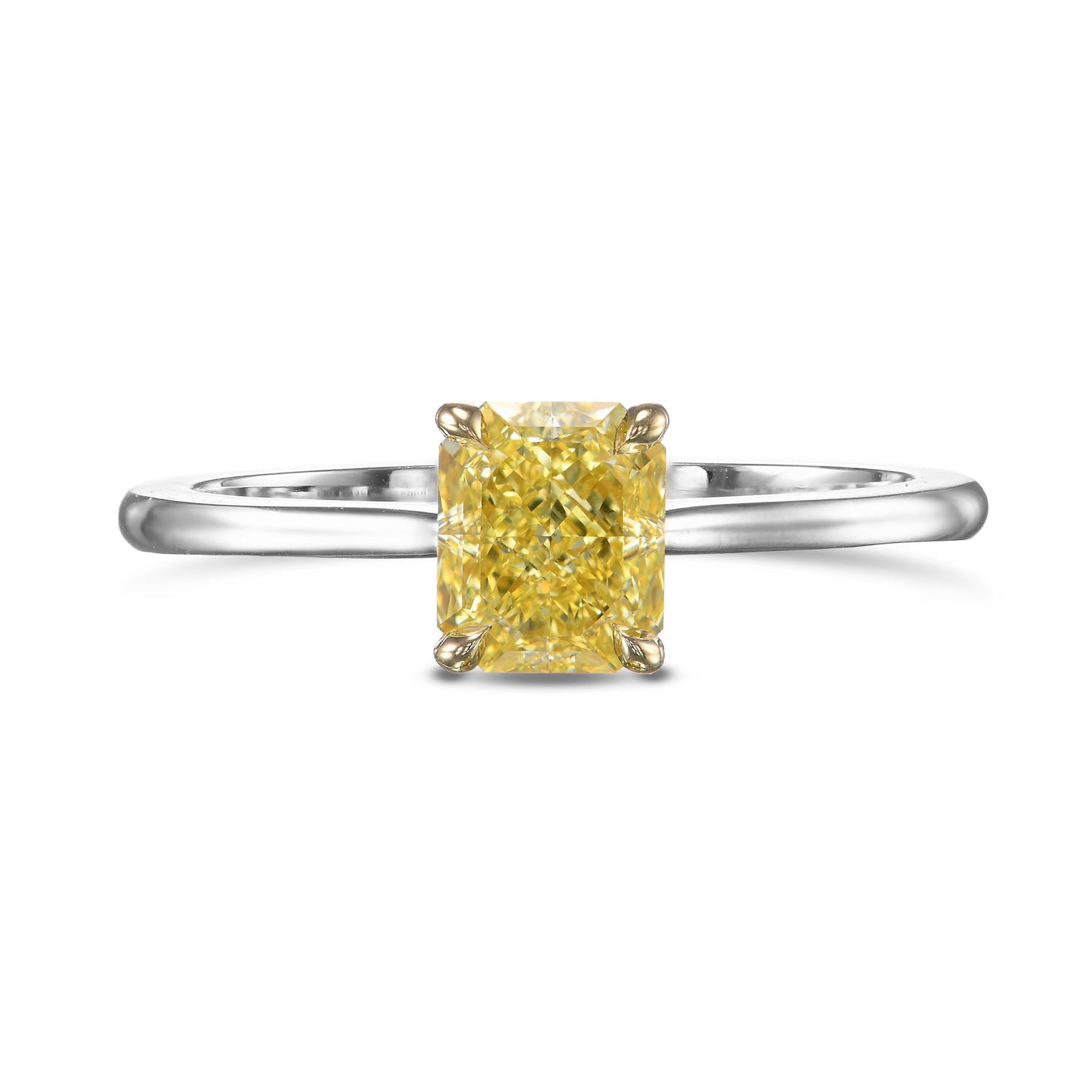 Fancy Yellow Radiant Solitaire Diamond Ring