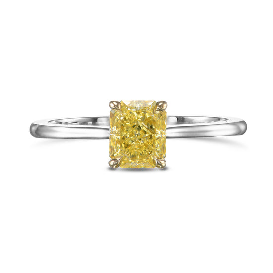 Fancy Yellow Radiant Solitaire Diamond Ring