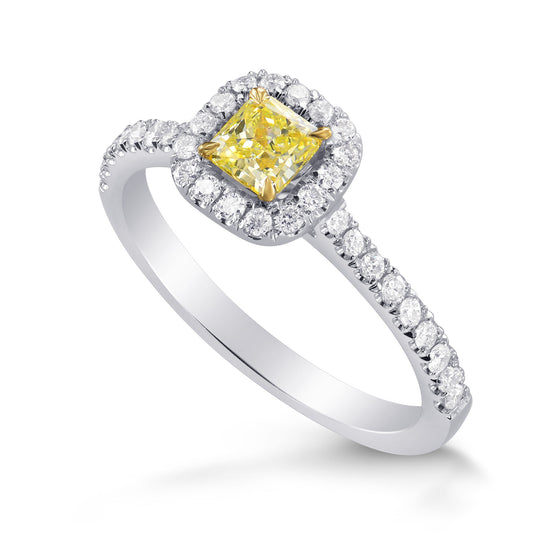 Fancy Yellow Radiant Diamond Halo Ring