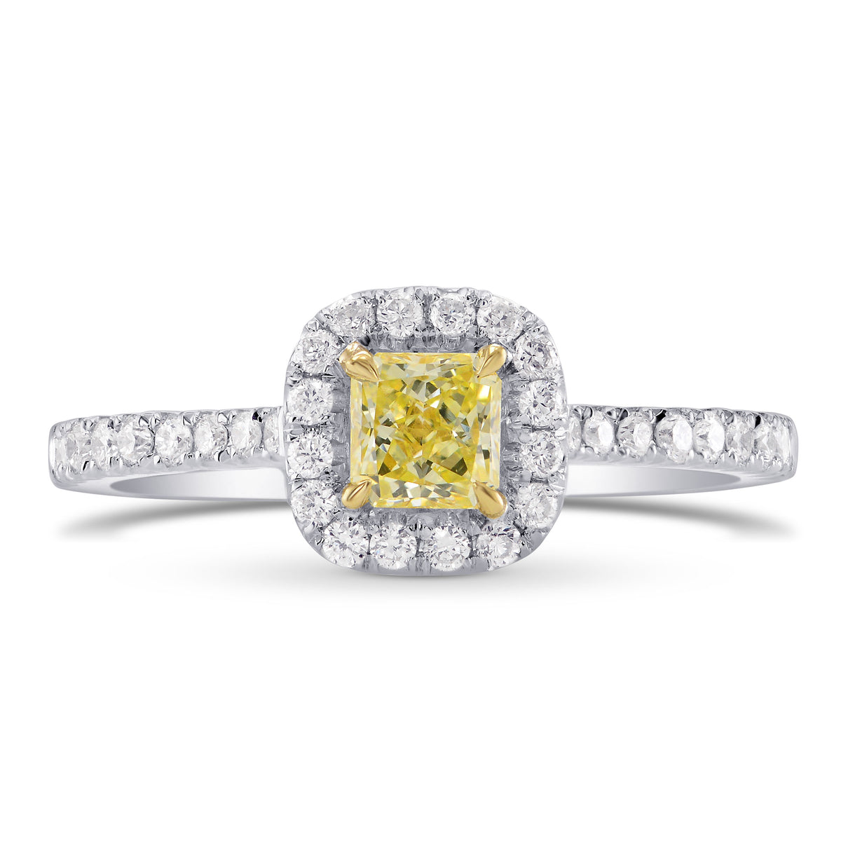 Fancy Intense Yellow Radiant Diamond Halo Ring