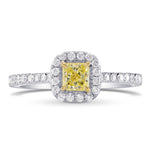 Fancy Intense Yellow Radiant Diamond Halo Ring