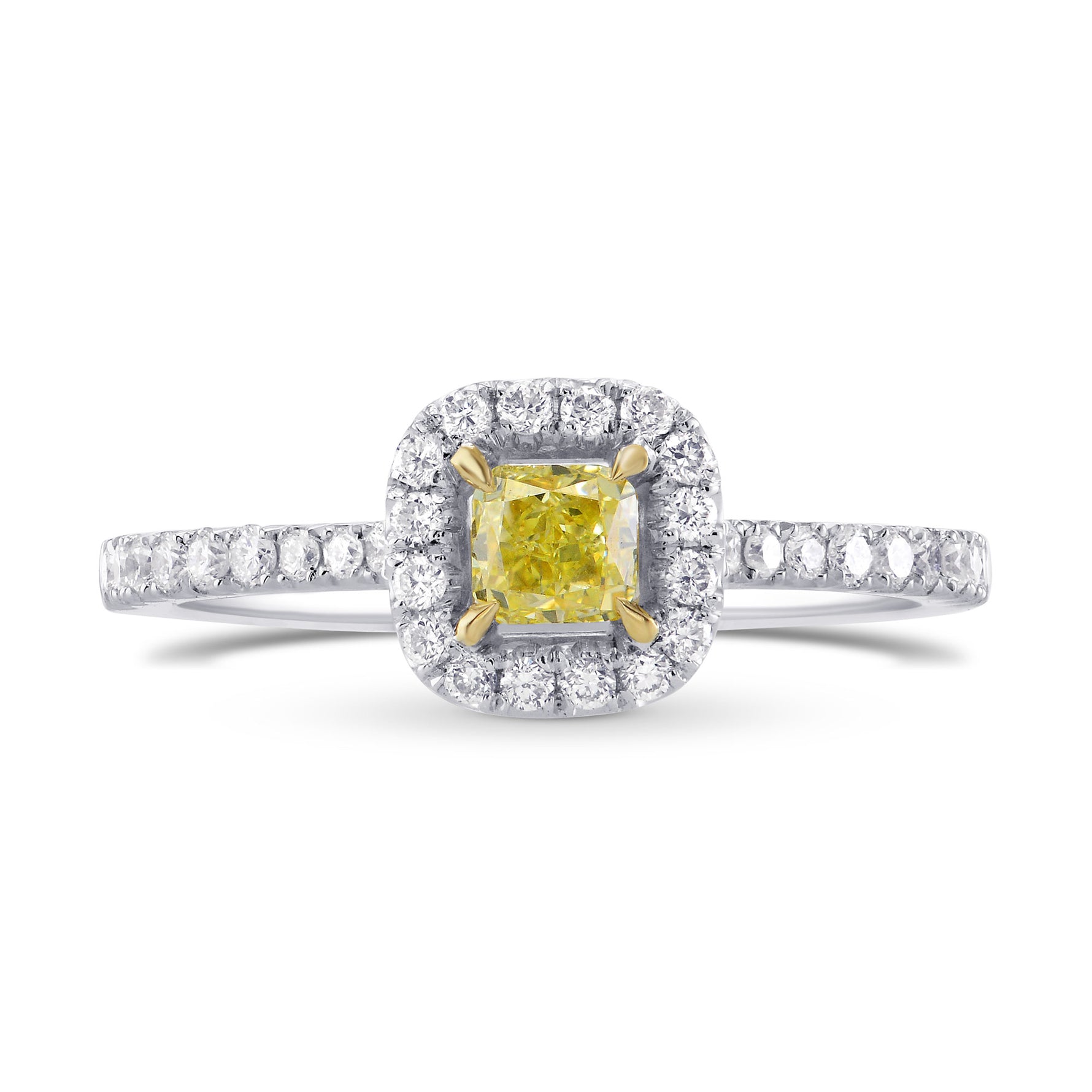 Fancy Yellow Radiant Diamond Halo Ring