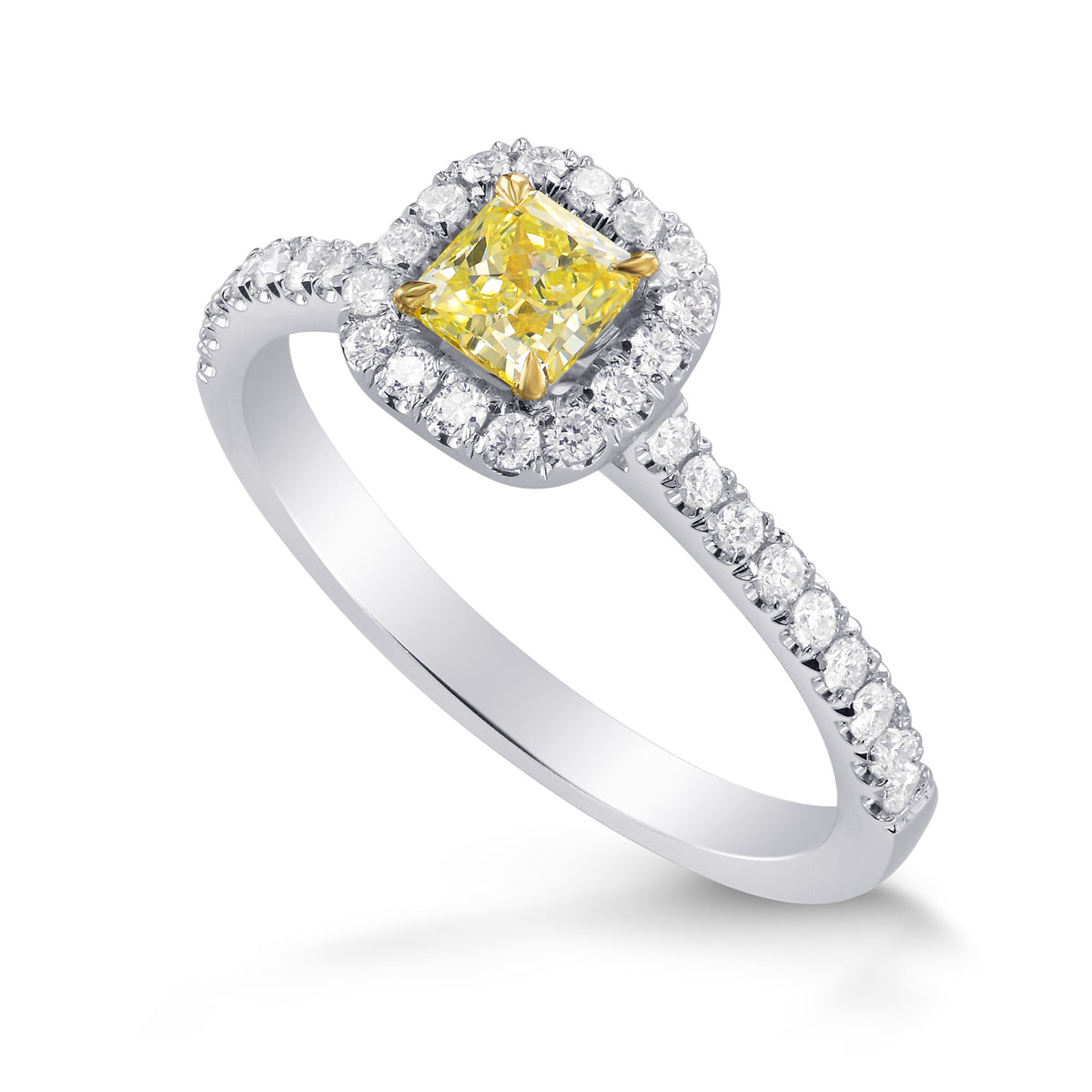 Fancy Yellow Radiant Diamond Halo Ring