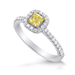 Fancy Yellow Radiant Diamond Halo Ring