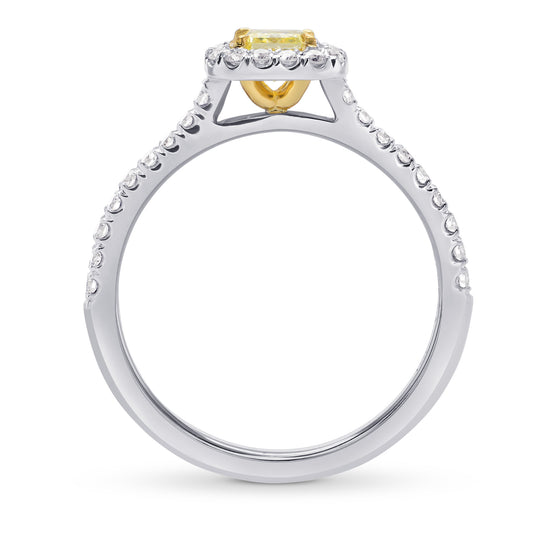 Fancy Yellow Radiant Diamond Halo Ring