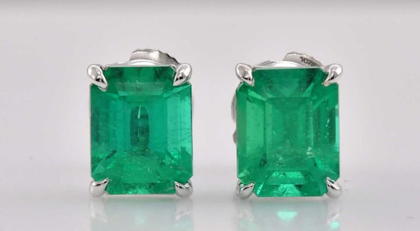Colombian Emerald Stud Earrings