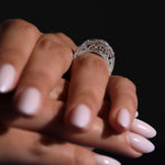 Light Brown Pink Cushion & Triangle Diamond Halo Ring