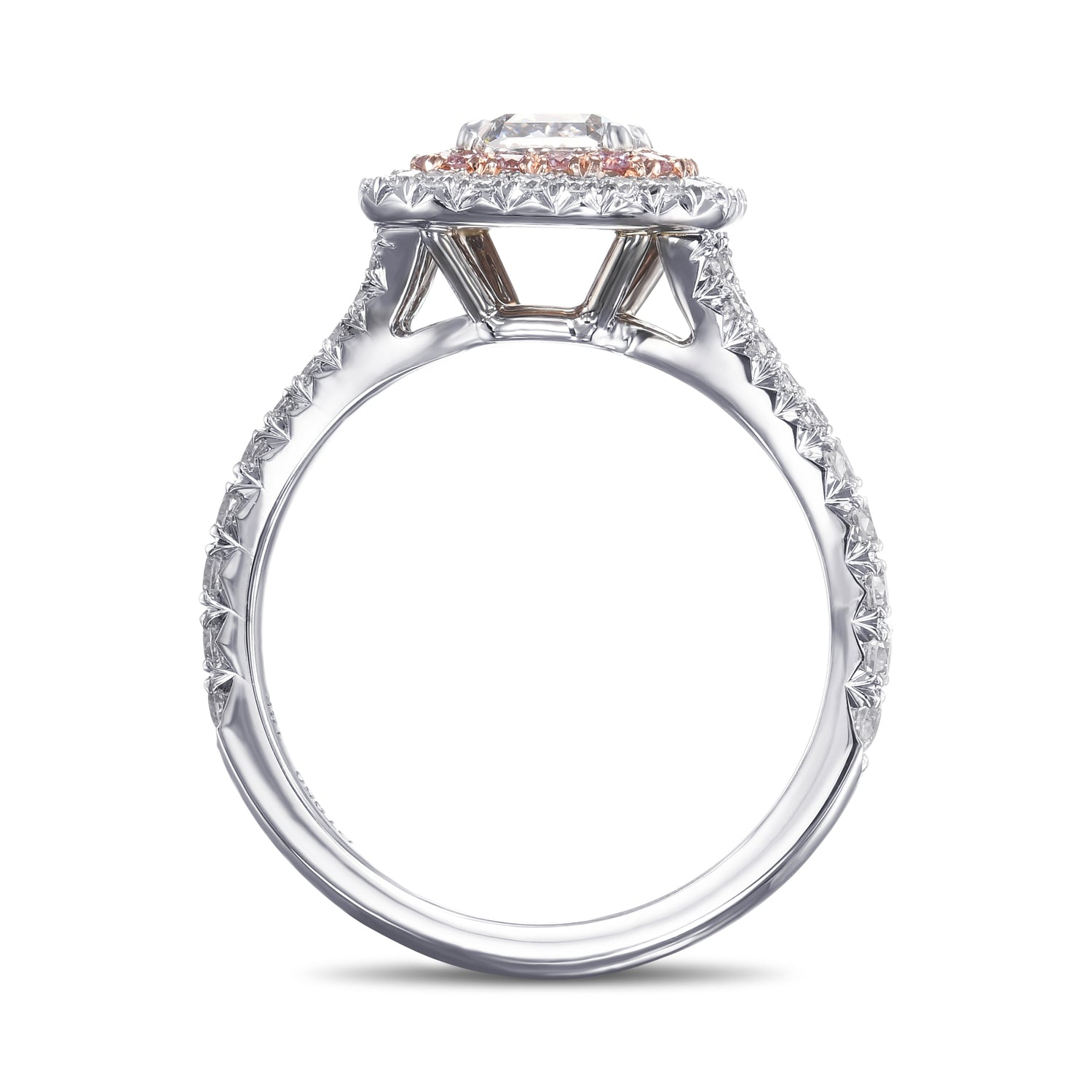 Fancy Light Blue Radiant Double Halo Diamond Ring