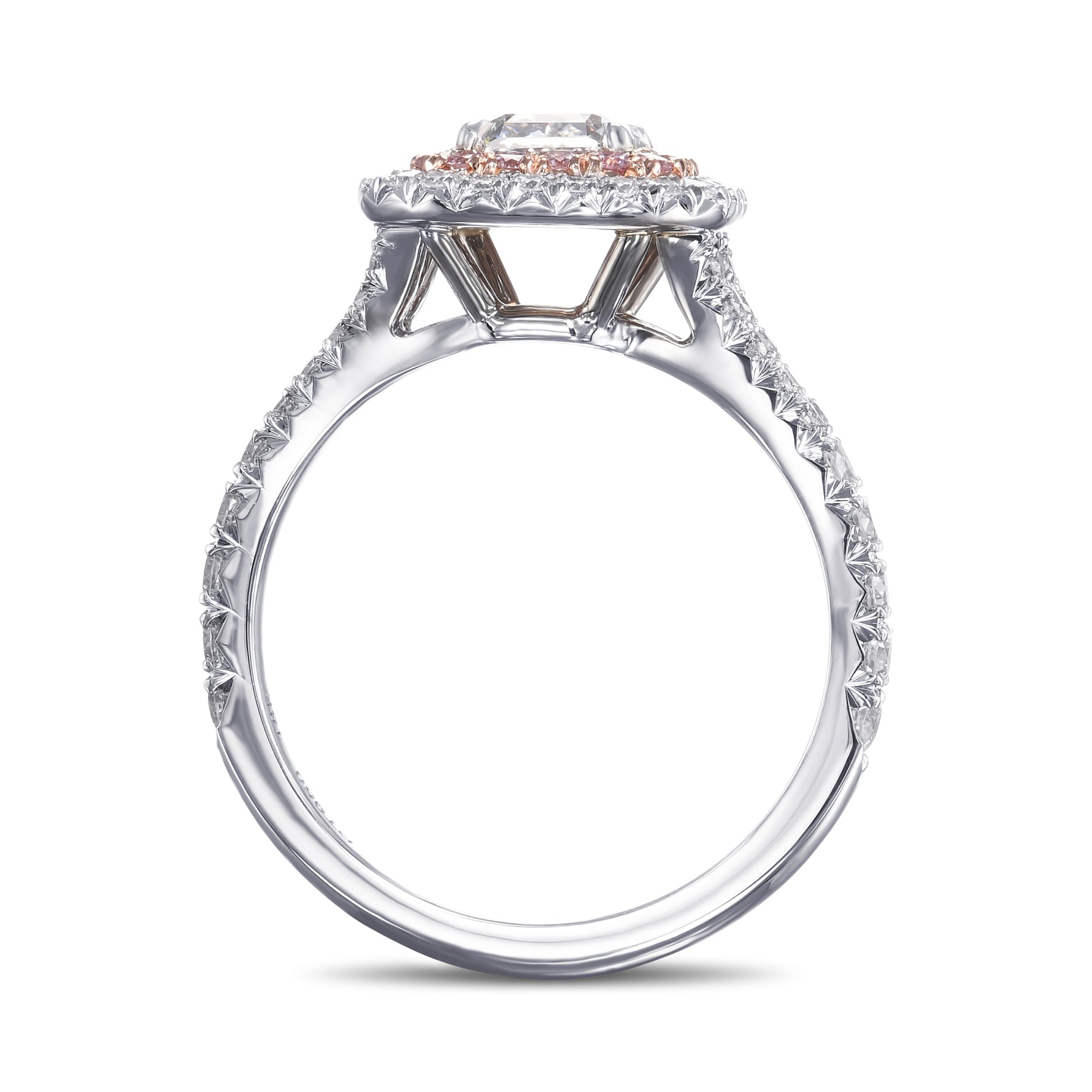 Fancy Light Blue Radiant Double Halo Diamond Ring