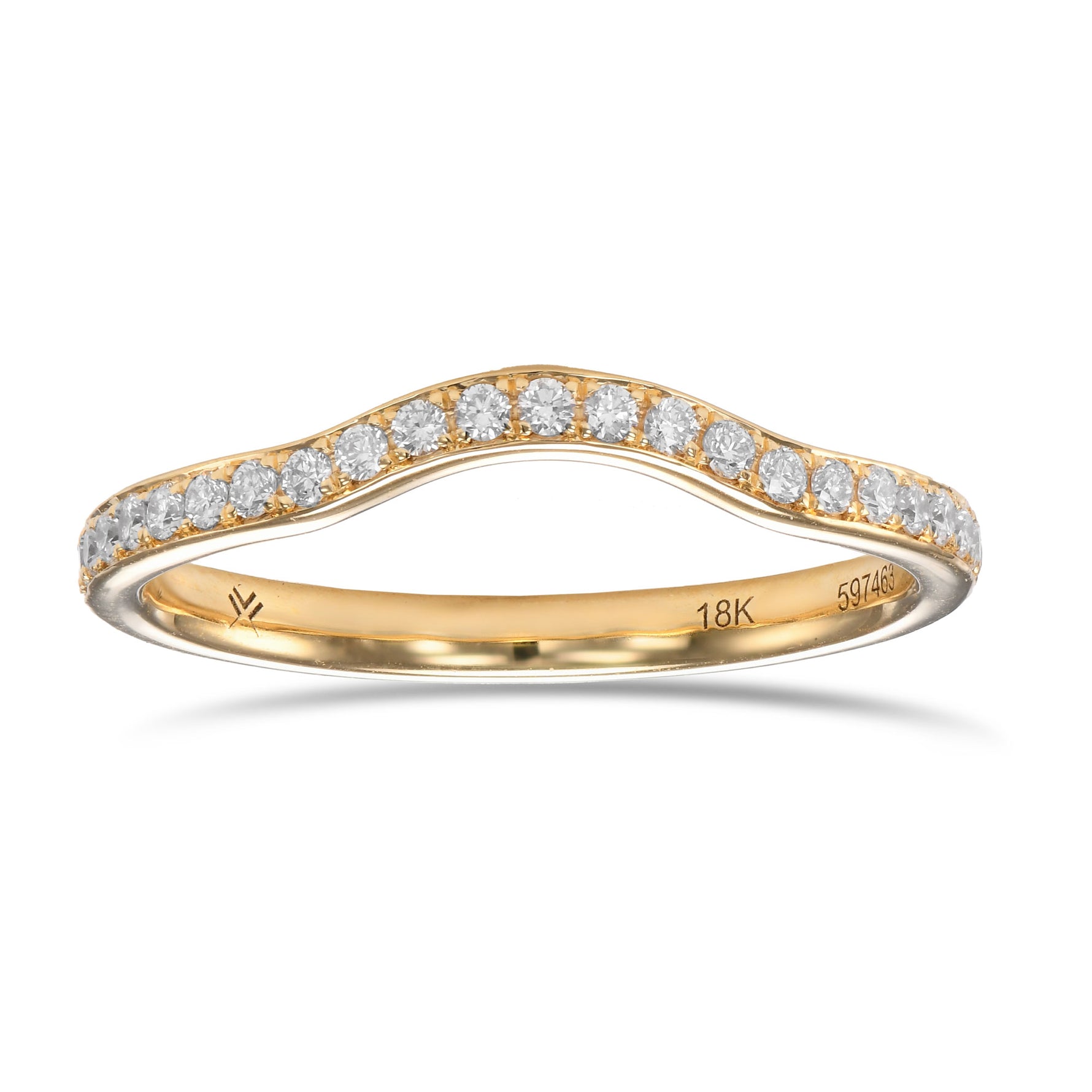 Closed-Pave Half Eternity Contoured Diamond Wedding Band