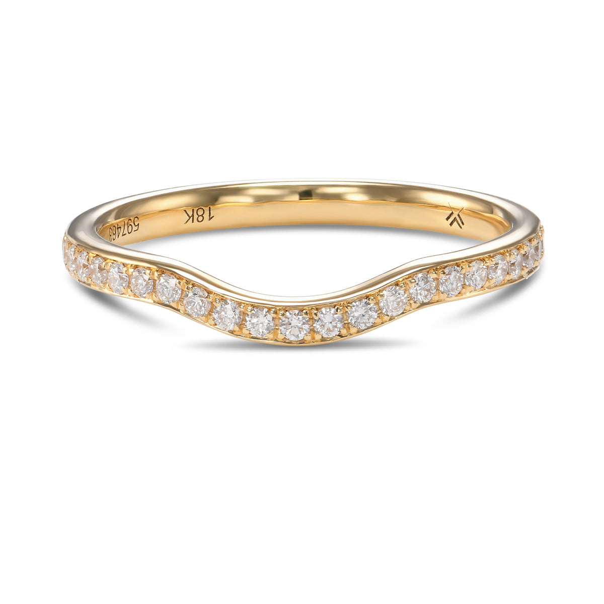 Closed-Pave Half Eternity Contoured Diamond Wedding Band