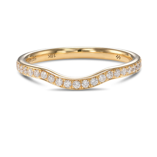 Closed-Pave Half Eternity Contoured Diamond Wedding Band