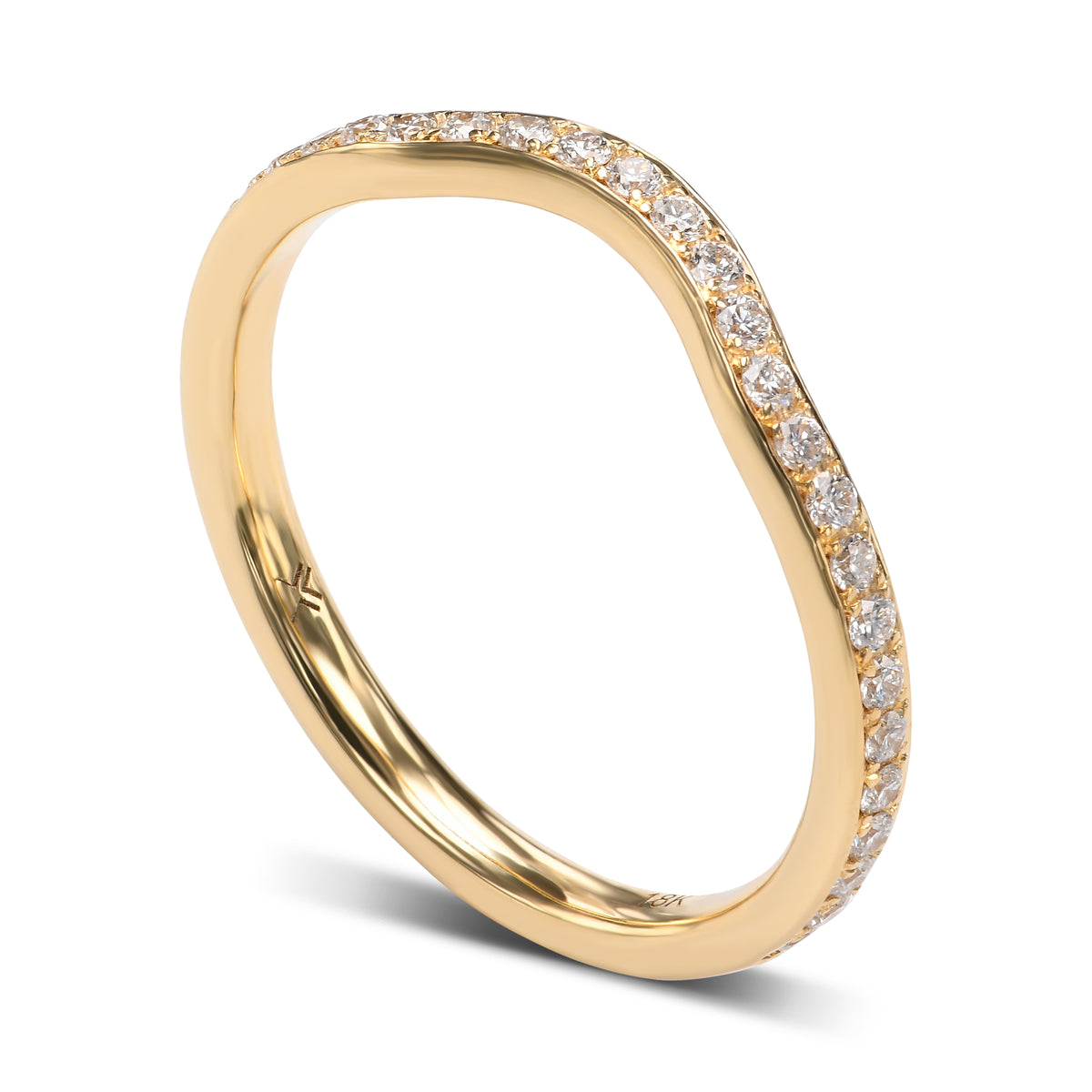 Closed-Pave Half Eternity Contoured Diamond Wedding Band