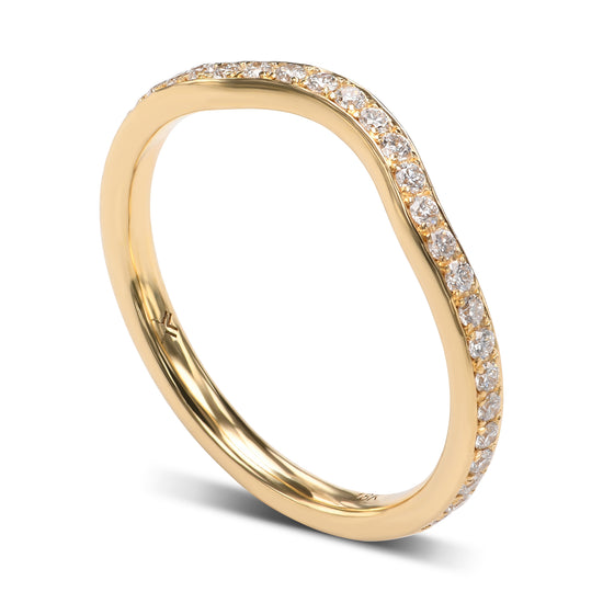 Closed-Pave Half Eternity Contoured Diamond Wedding Band