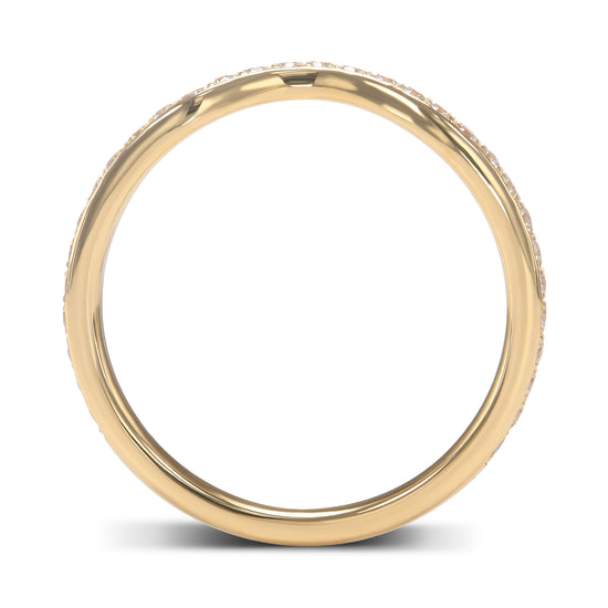 Closed-Pave Half Eternity Contoured Diamond Wedding Band