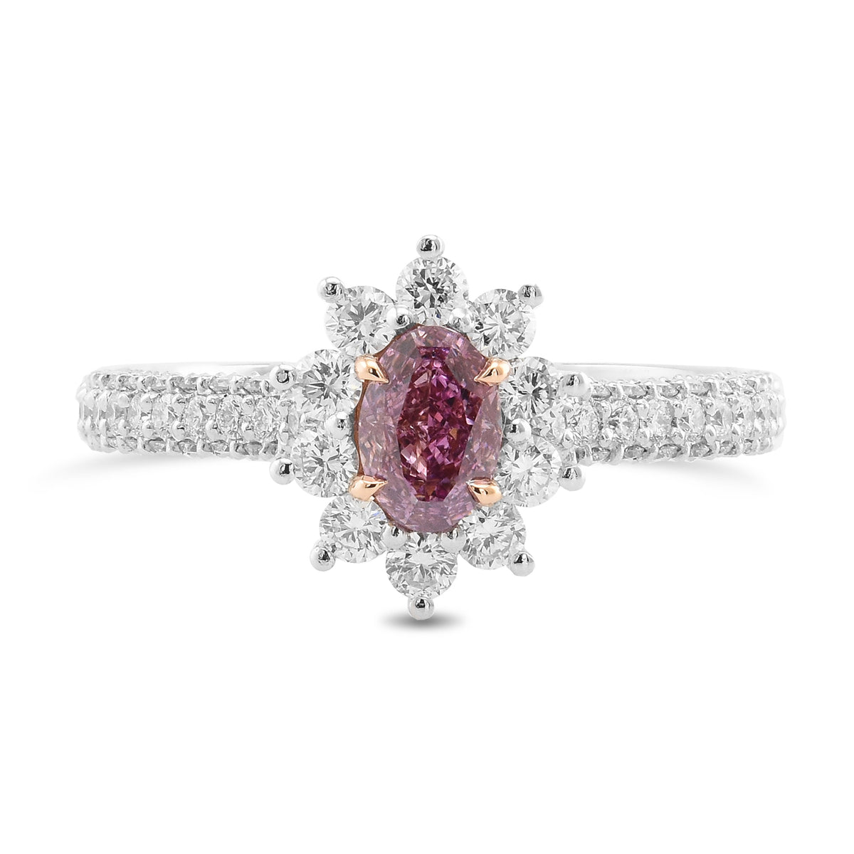 Fancy Intense Purplish Pink Oval Halo Diamond Ring