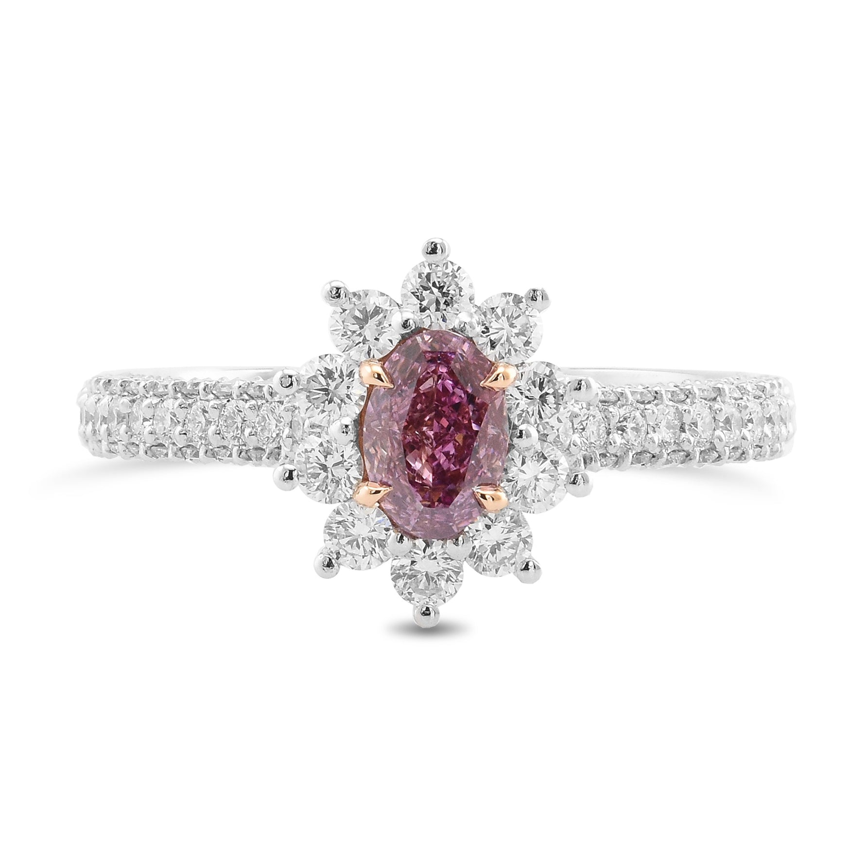 Fancy Intense Purplish Pink Oval Halo Diamond Ring