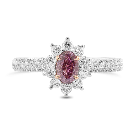 Fancy Intense Purplish Pink Oval Halo Diamond Ring