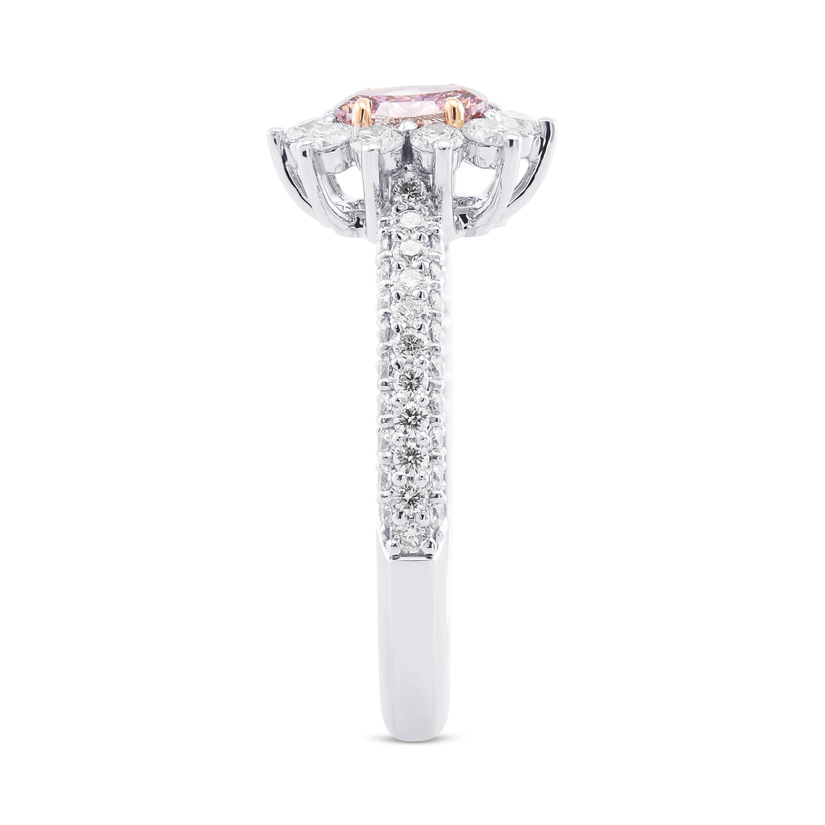 Fancy Intense Purplish Pink Oval Halo Diamond Ring