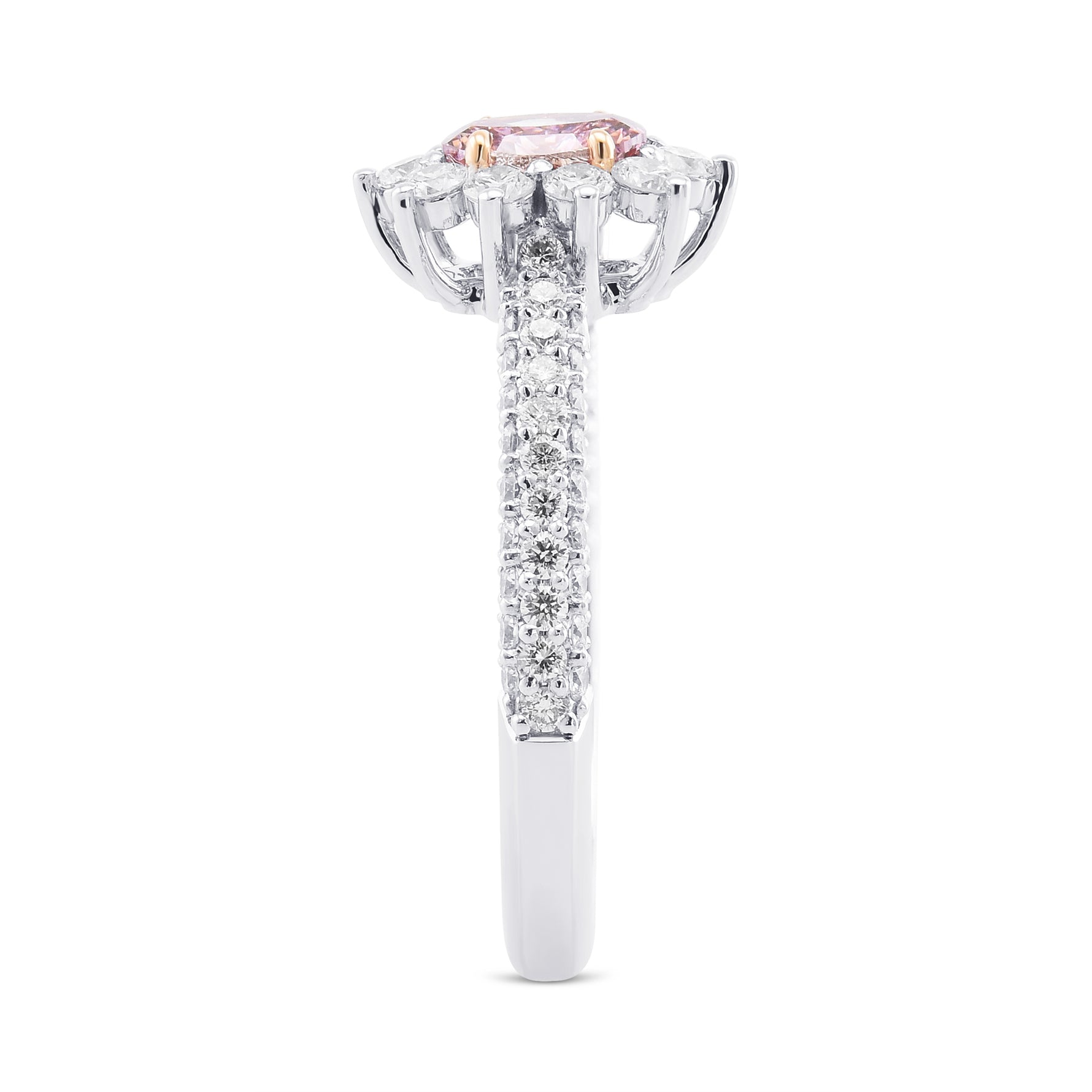 Fancy Intense Purplish Pink Oval Halo Diamond Ring