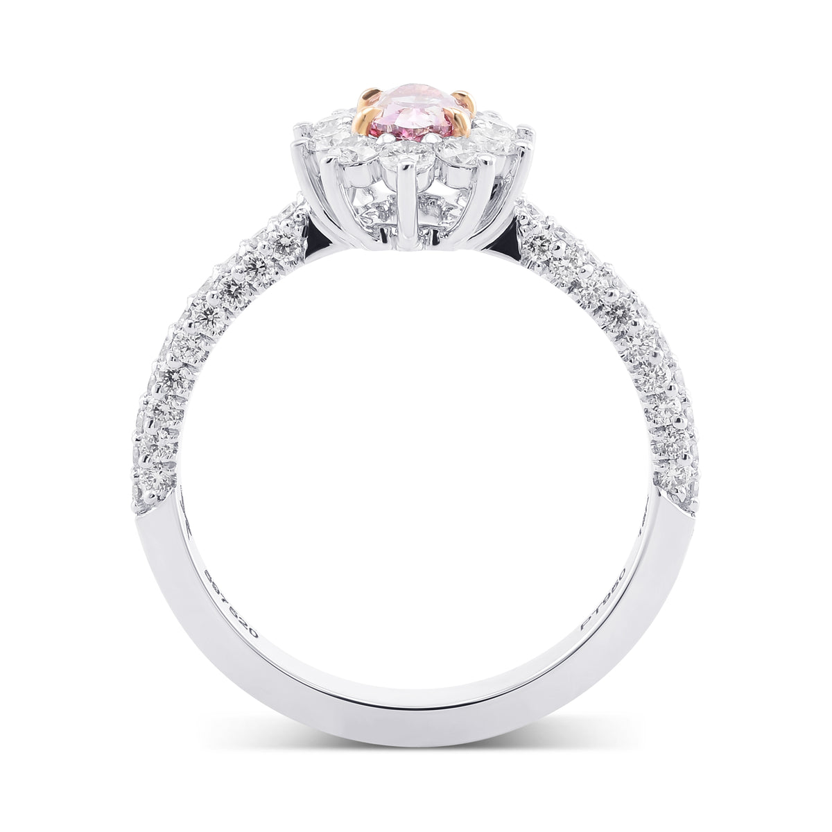 Fancy Intense Purplish Pink Oval Halo Diamond Ring