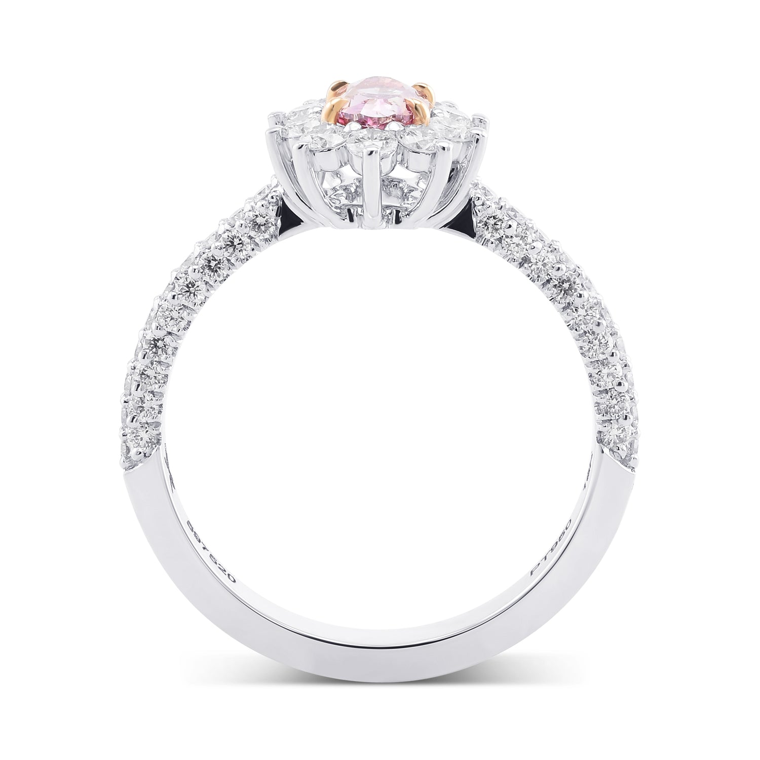 Fancy Intense Purplish Pink Oval Halo Diamond Ring