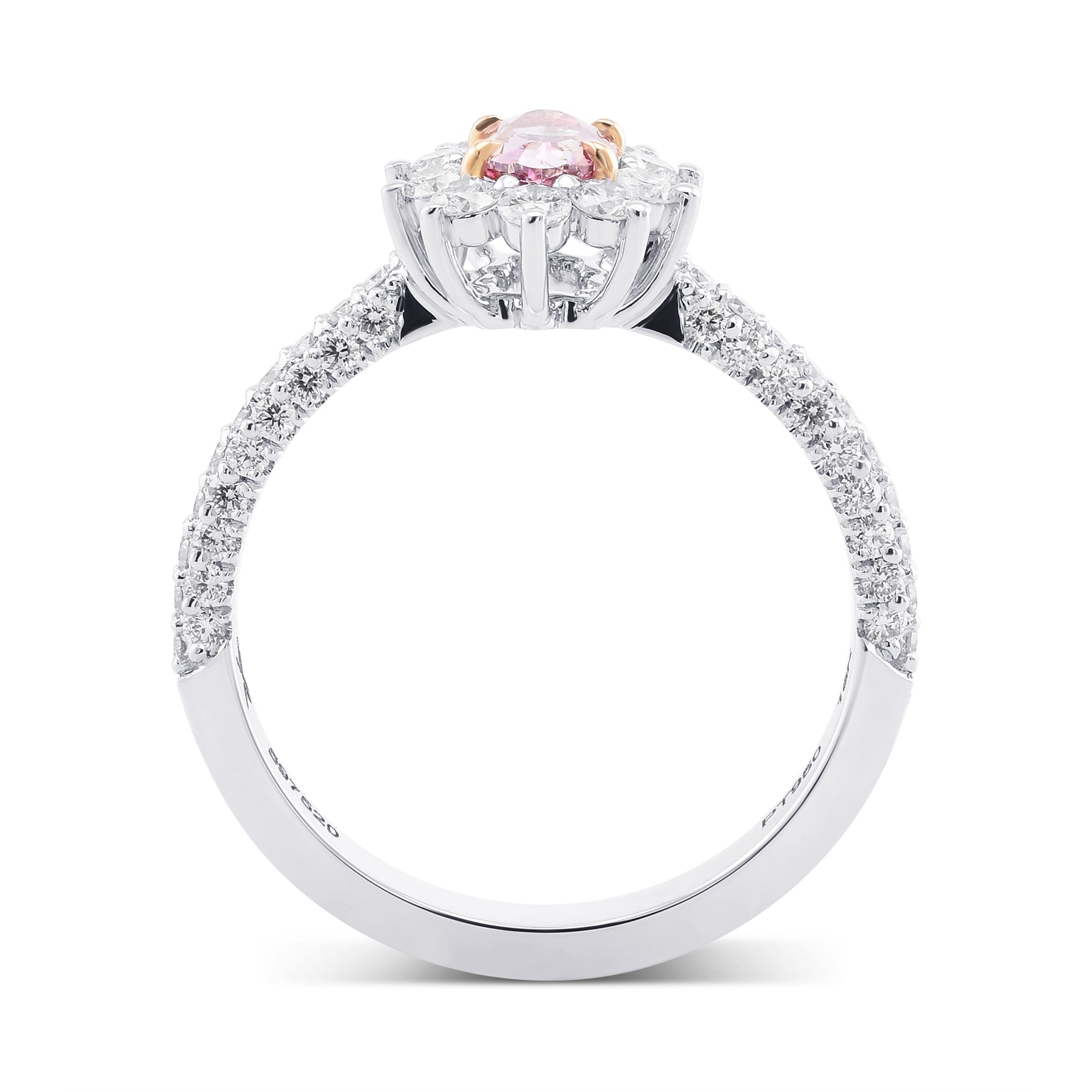 Fancy Intense Purplish Pink Oval Halo Diamond Ring