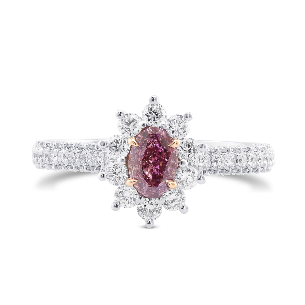 Fancy Intense Purplish Pink Oval Halo Diamond Ring