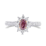 Fancy Intense Purplish Pink Oval Halo Diamond Ring