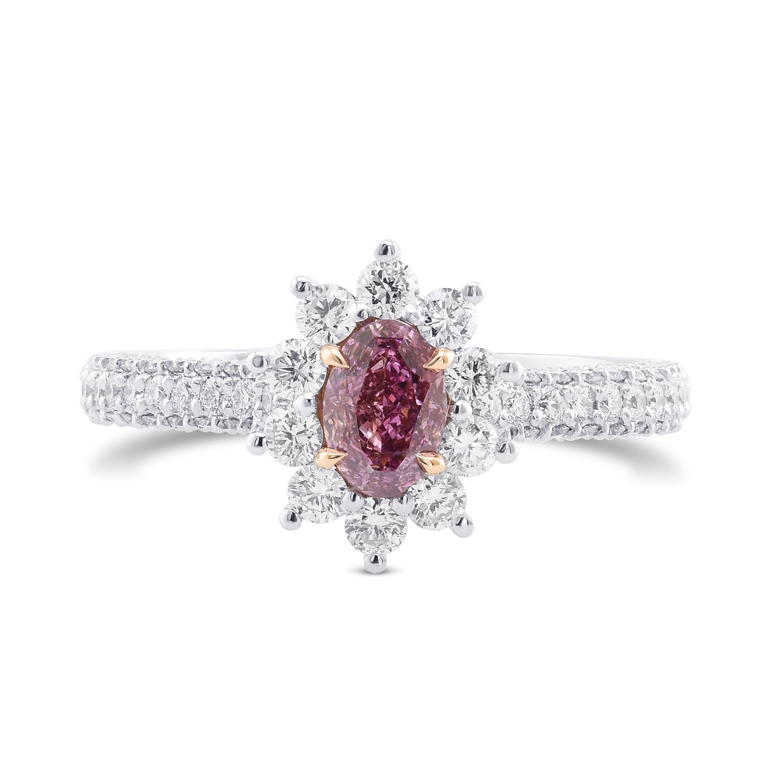 Fancy Intense Purplish Pink Oval Halo Diamond Ring