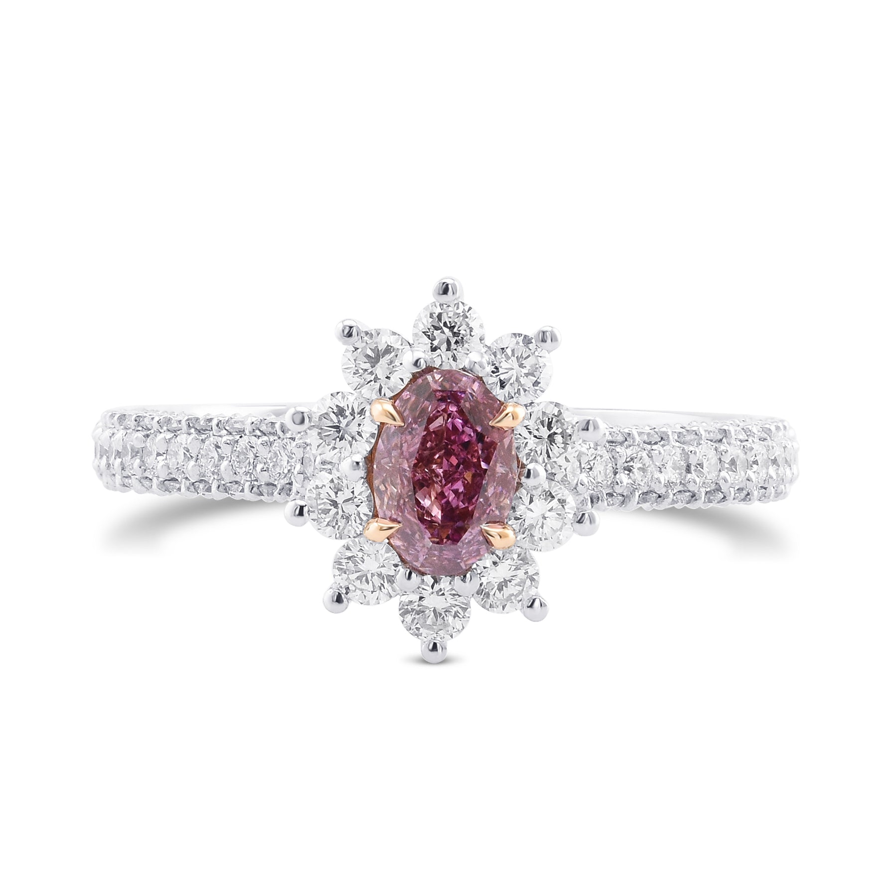 Fancy Intense Purplish Pink Oval Halo Diamond Ring