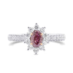 Fancy Intense Purplish Pink Oval Halo Diamond Ring
