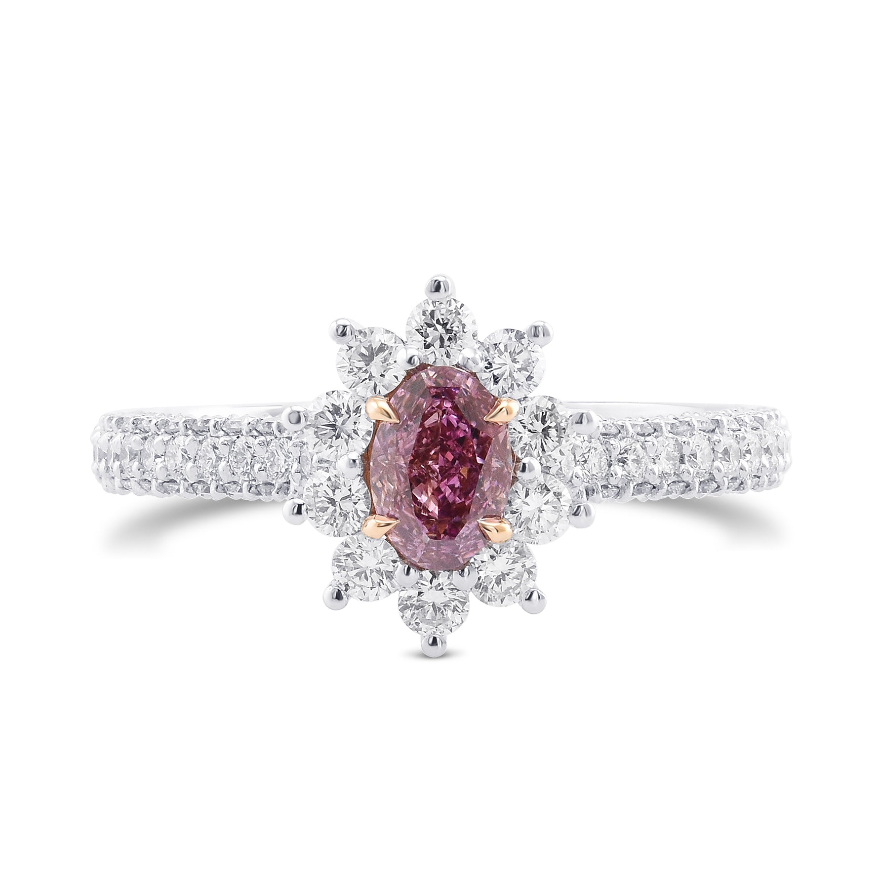 Fancy Intense Purplish Pink Oval Halo Diamond Ring
