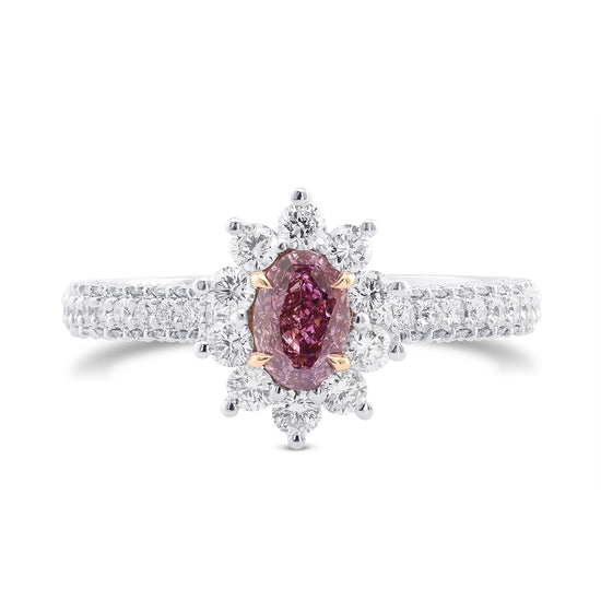 Fancy Intense Purplish Pink Oval Halo Diamond Ring
