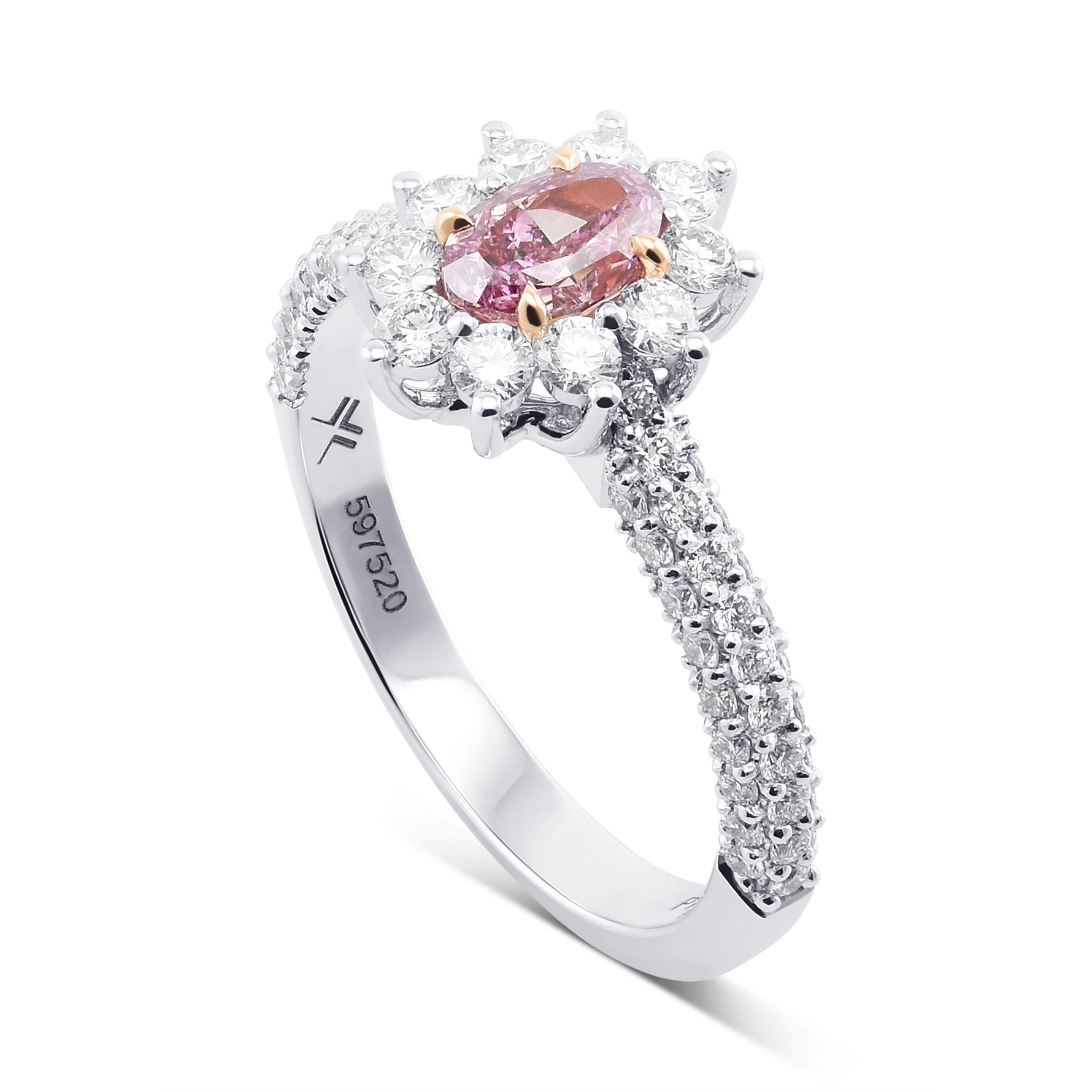 Fancy Intense Purplish Pink Oval Halo Diamond Ring
